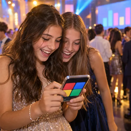 שתי חברות מהכיתה עונות בסמארטפון